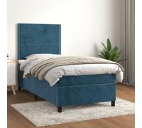 Meubles Lit Boxspring avec matelas Bleu Foncé 90x190 cm Velours - Lits Classiques 3142939