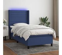 Meubles Lit Boxspring avec matelas & LED Bleu 100x200 cm Tissu - Lits Classiques 3138379