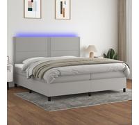 Meubles Lit Boxspring avec matelas & LED Gris clair 200x200 cm Tissu - Lits Classiques 3134821