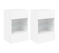 Meubles muraux avec lumières LED pour TV 2 pcs blanc 40x30x60,5 cm