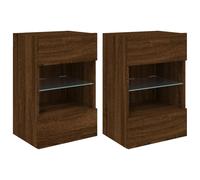 Meubles muraux avec lumières LED pour TV 2 pcs chêne marron 40x30x60,5 cm