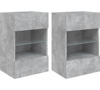 Meubles muraux avec lumières LED pour TV 2pcs gris béton 40x30x60,5 cm