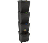 Meubles Poubelles empilables 4 pcs. Gris 100 L Polypropylène - Poubelle 152200