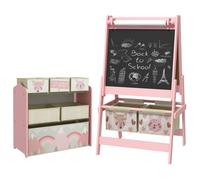 Meubles pour enfants - AIYAPLAY - chevalet double-face et meuble à jouets de rangement - MDF - 63x30x66cm - rose