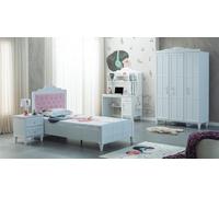 Meubles pour enfants complets Lit en bois Set 4pcs Chambre d'enfant blanc