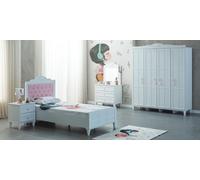 Meubles pour enfants de luxe Lit d'enfant blanc en bois Set 5pcs