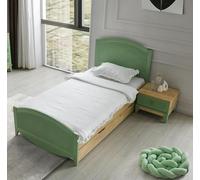 Meubles pour enfants de luxe Lit Table de nuit 2pcs Vert Lit simple Bois moderne Chambre à coucher