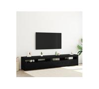 Meubles TV 2 pcs avec lumières LED chêne noir en bois d ingénierie, Meuble TV avec lumières LED Chêne noir, 90x35x40 cm, fabriq