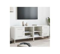Meubles TV 2 pcs blanc 68x39x50,5 cm acier, support TV, buffet TV, meuble multimédia, banc TV, armoire hifi 843005