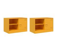 Meubles TV 2 pcs jaune moutarde 67x39x44 cm acier