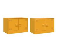 Meubles TV 2 pcs jaune moutarde 67x39x44 cm acier