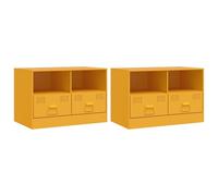 Meubles TV 2 pcs jaune moutarde 67x39x44 cm acier