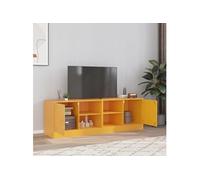 vidaXL Meubles TV 2 pcs jaune moutarde 67x39x44 cm acier, banc TV, meuble télé, meuble multimédia, buffet TV, meuble hifi, 841698 Jaune G