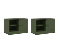 Meubles TV 2 pcs vert olive 67x39x44 cm acier