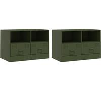 Meubles TV 2 pcs vert olive 67x39x44 cm acier