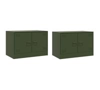 Meubles TV 2 pcs vert olive 67x39x44 cm acier