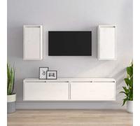 Meubles TV 4 pcs Blanc Bois Massif de Pin Muraux Centres Divertissement vidaXL