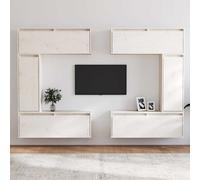 Meubles TV 6 pcs Blanc Bois Massif de Pin Muraux Centres Divertissement vidaXL