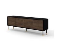 Meubles TV - AC-Déco - Meuble TV à 4 portes ""Sherwood"" - Marron/Noir - L 180 cm