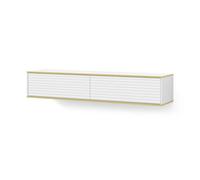 Meubles TV - AC-Déco - Meuble TV suspendu ""Subi"" - Blanc/Doré - L 180 cm