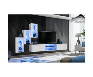 Meubles TV - ASM - Interrupteur mural XXII - 3x armoire suspendue - LED bleue - Système push-click