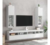 vidaXL Meubles TV Modèle 837016 - 2 pcs avec lumières LED - Blanc 30,5x30x102 cm