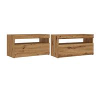 Meubles TV avec lumières LED 2 pcs chêne artisanal