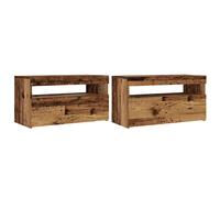 Meubles TV avec lumières LED 2 pcs vieux bois bois d'ingénierie