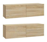 Meubles TV muraux 2pcs chêne sonoma 100x30x30cm bois ingénierie