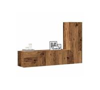 Meubles TV muraux 3 pcs vieux bois bois d'ingénierie, banc TV, meuble hifi, centre de divertissement, buffet TV, 3328957