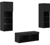 Meubles TV muraux 4 pcs Chêne noir Bois d'ingénierie