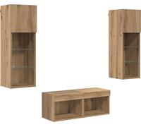 Meubles TV muraux 4 pcs Chêne noir Bois d'ingénierie