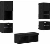 Meubles TV muraux 8 pcs Chêne noir Bois d'ingénierie