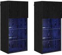 Meubles TV muraux avec LED 2 pcs Chêne noir 40,5 x 30 x 90 cm