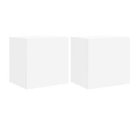 Meubles TV muraux avec lumières LED 2 pcs blanc 40,5x35x40 cm