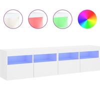 Meubles TV muraux avec lumières LED 2 pcs blanc 80x30x40 cm