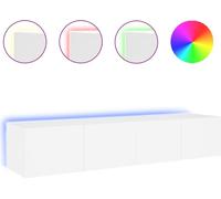 Meubles TV muraux avec lumières LED 2 pcs blanc 80x35x31 cm