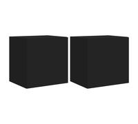 Meubles TV muraux avec lumières LED 2 pcs noir 40,5x35x40 cm