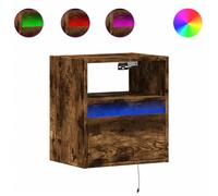 Meubles TV muraux et lumières LED 2 pcs chêne fumé 41x31x45 cm