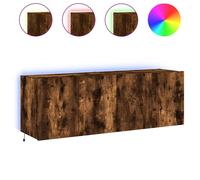 Meubles TV muraux et lumières LED 2pcs chêne fumé 60x35x41 cm