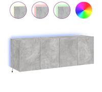 Meubles TV muraux et lumières LED 2pcs gris béton 60x35x41 cm