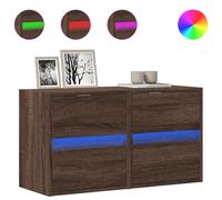 Meubles TV muraux lumières LED 2 pcs chêne marron 41x31x45 cm