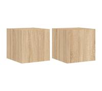 Meubles TV muraux lumières LED 2 pcs chêne sonoma 30,5x35x30 cm