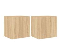 Meubles TV muraux lumières LED 2 pcs chêne sonoma 40,5x35x40 cm