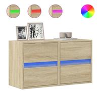 Meubles TV muraux lumières LED 2 pcs chêne sonoma 41x31x45 cm