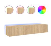 Meubles TV muraux lumières LED 2 pcs chêne sonoma 80x35x31 cm