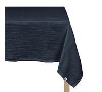 Meubletmoi Nappe Rectangulaire 150 x 250 cm en Double Gaze de Coton Bleu Nuit Naturellement Gaufrée avec Ourlet - Linge de Table - Pepa