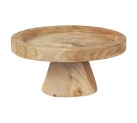 Meubletmoi Plat/Plateau Présentoir Rond sur Pied D. 27 cm en Bois de Teck Fabrication Artisanale - Style Naturel et Exotique - Alice