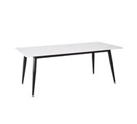 Meubletmoi Table Basse 120 x 60 cm avec Plateau en céramique Pleine Masse Blanc Effet marbre et Pieds évasés Tubes en métal Noir - Ryder 2