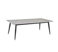Meubletmoi Table Basse 140 x 70 cm avec Plateau en céramique Pleine Masse Gris béton et Pieds évasés Tubes en métal Noir - Ryder 2